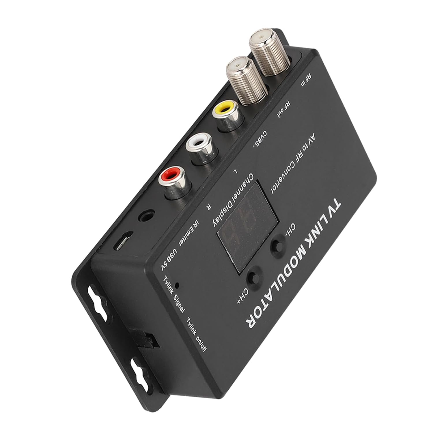 TV Link Modulator UHF Modulator, AV to RF Converter with Channel Display USB Plug and Play, Mini TM70 UHF Digital Modulator AV to RF Converter IR Extender Support PAL NTSC