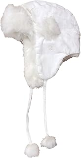 Womens Ivory Corduroy & Faux Fur Aviator Style Trapper Hat