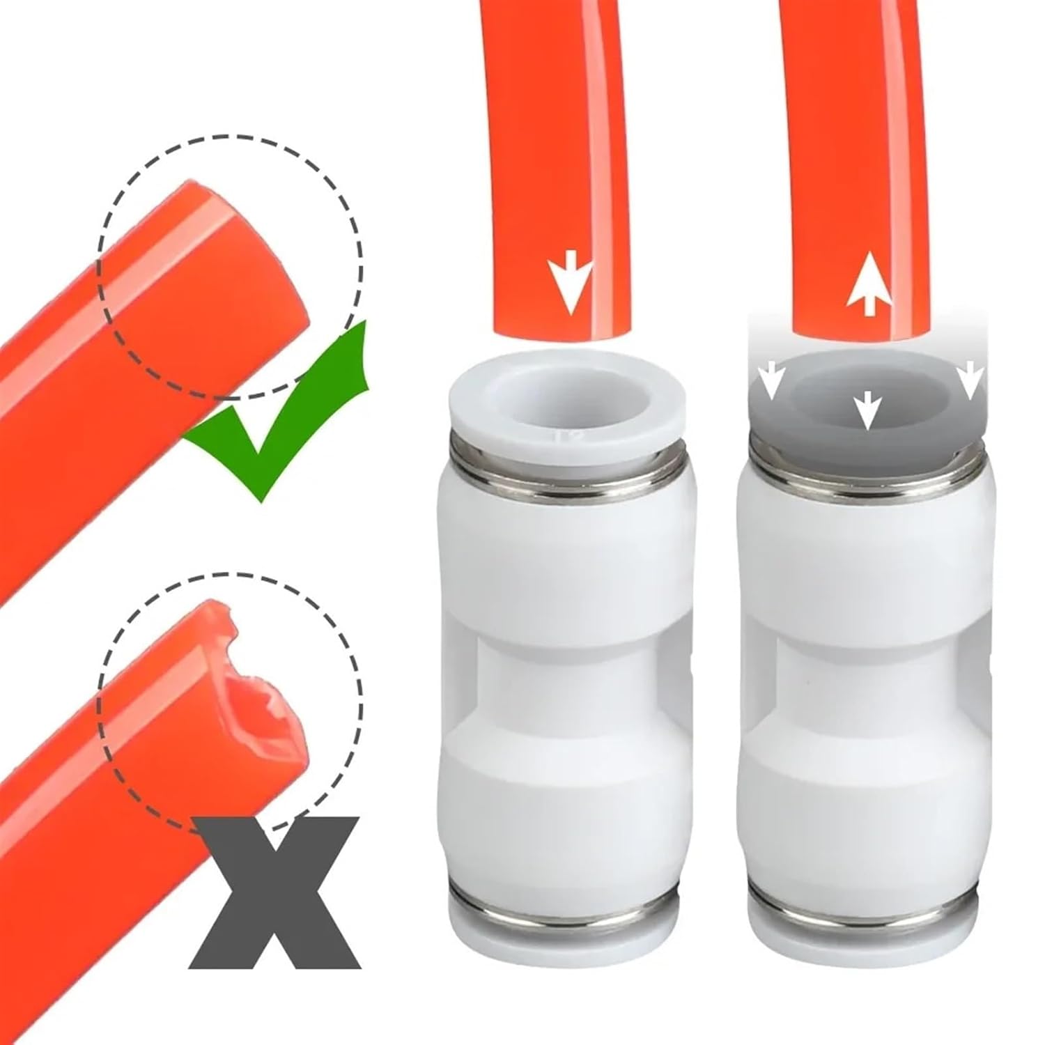 5/10/20pcs PM Pneumatic compressor Air Hose Quick Connector Kit Tube Pipe Straight Bulkhead Fitting Tubing Adapter 4 6 8 12 8mm (Color : NUT, Size : 5pcs)