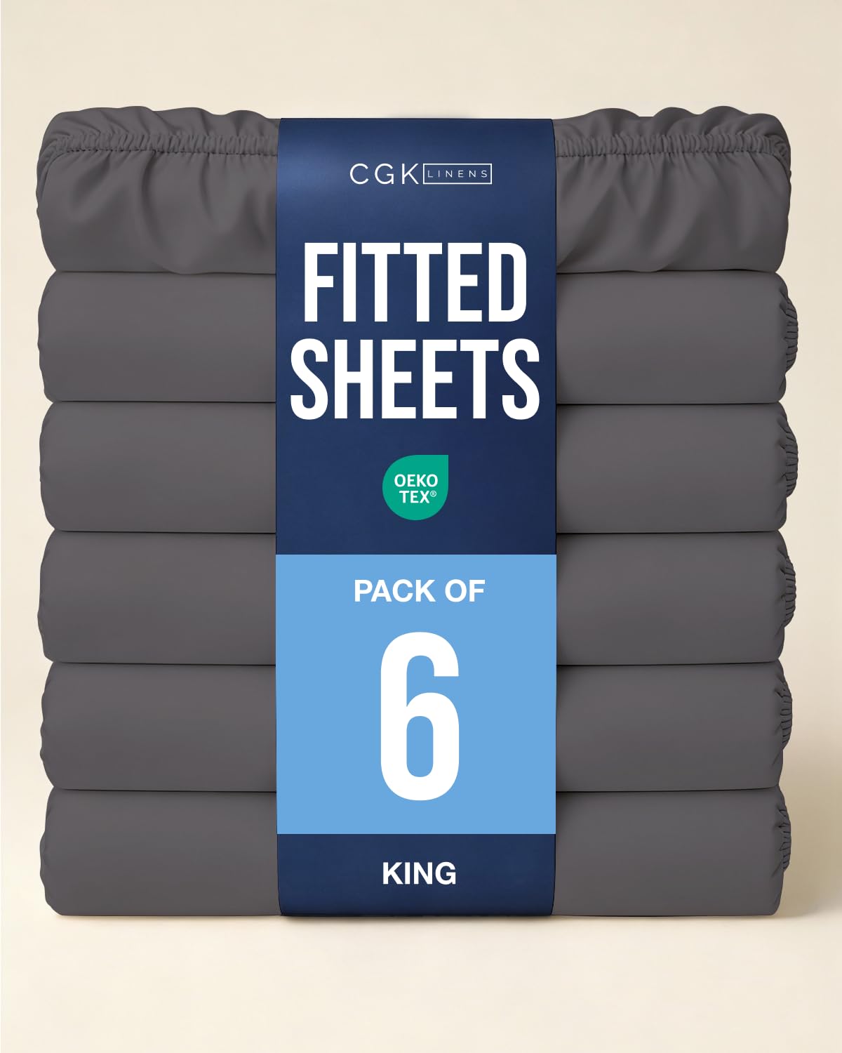 King Fitted Sheet - Pack of 2 Single Fitted Bottom Sheet Only - Dark Grey