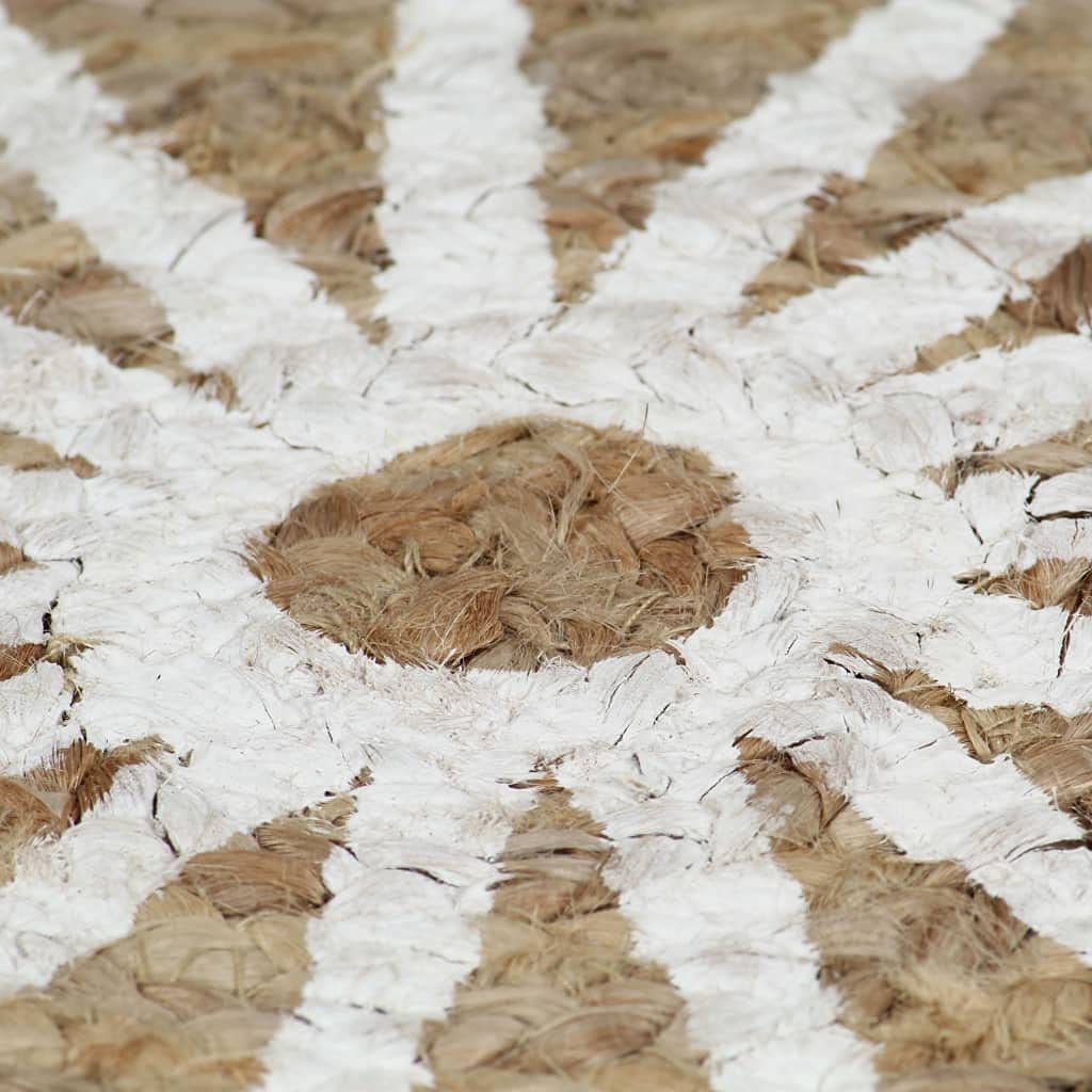 vidaXL Tapis Fait à la Main Jute avec imprimé Blanc 120 cm