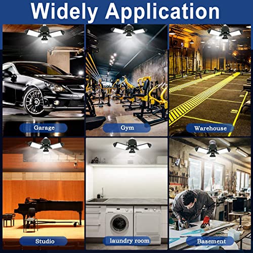 LED Garage Light, 80W 8000 Lumen Ceiling Lights with 3 Adjustable Panels, 6500K Daylight Light Bulb Fixture LED Lights for Garage, Workshop by Meiqils - Image 7