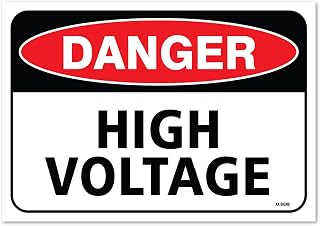 High Voltage Sign, Large 10 x 7" Inch Vinyl Sticker, Indoor and Outdoor Use, Rust Free, UV Protected, Waterproof, Self Adhesive