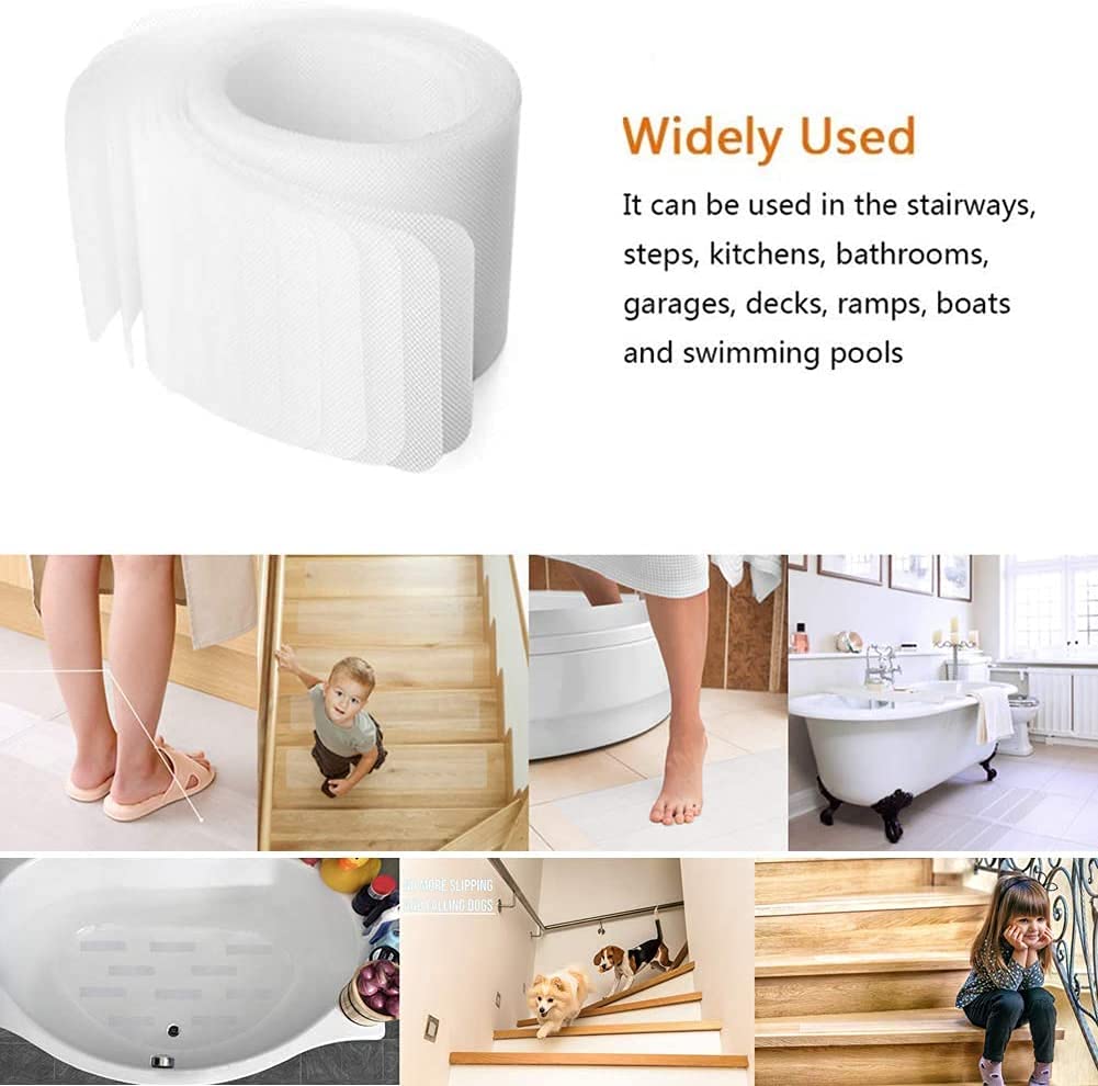 15 Pièces 15 x 60cm Marche pour Escalier Antidérapant Transparent, Bande Anti-dérapant pour Escalier, Autocollant Adhésifs de Protection pour Tapis d’escalier Intérieur