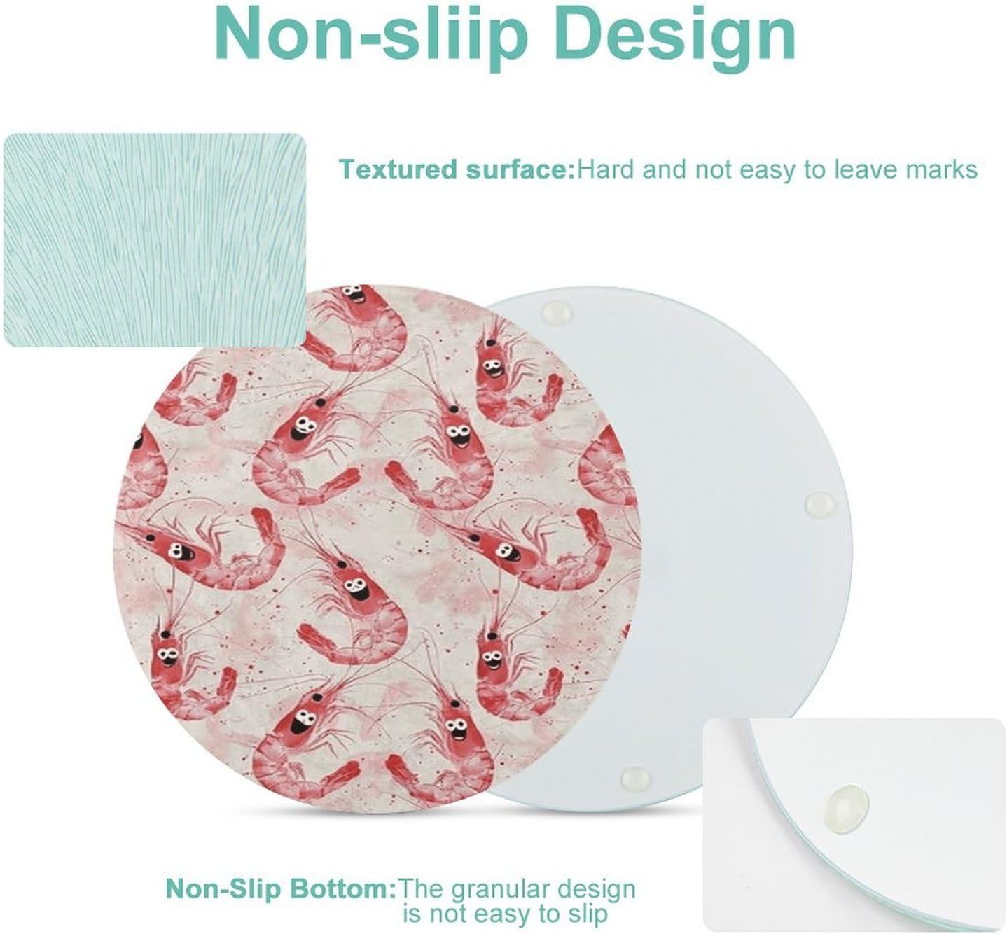 Funny Shrimp Chopping Block Tempered Glass Cutting Board Mats Round Countertop Cutting Boards Small Charcuterie Boards Bar Cheese Board Snack Tray