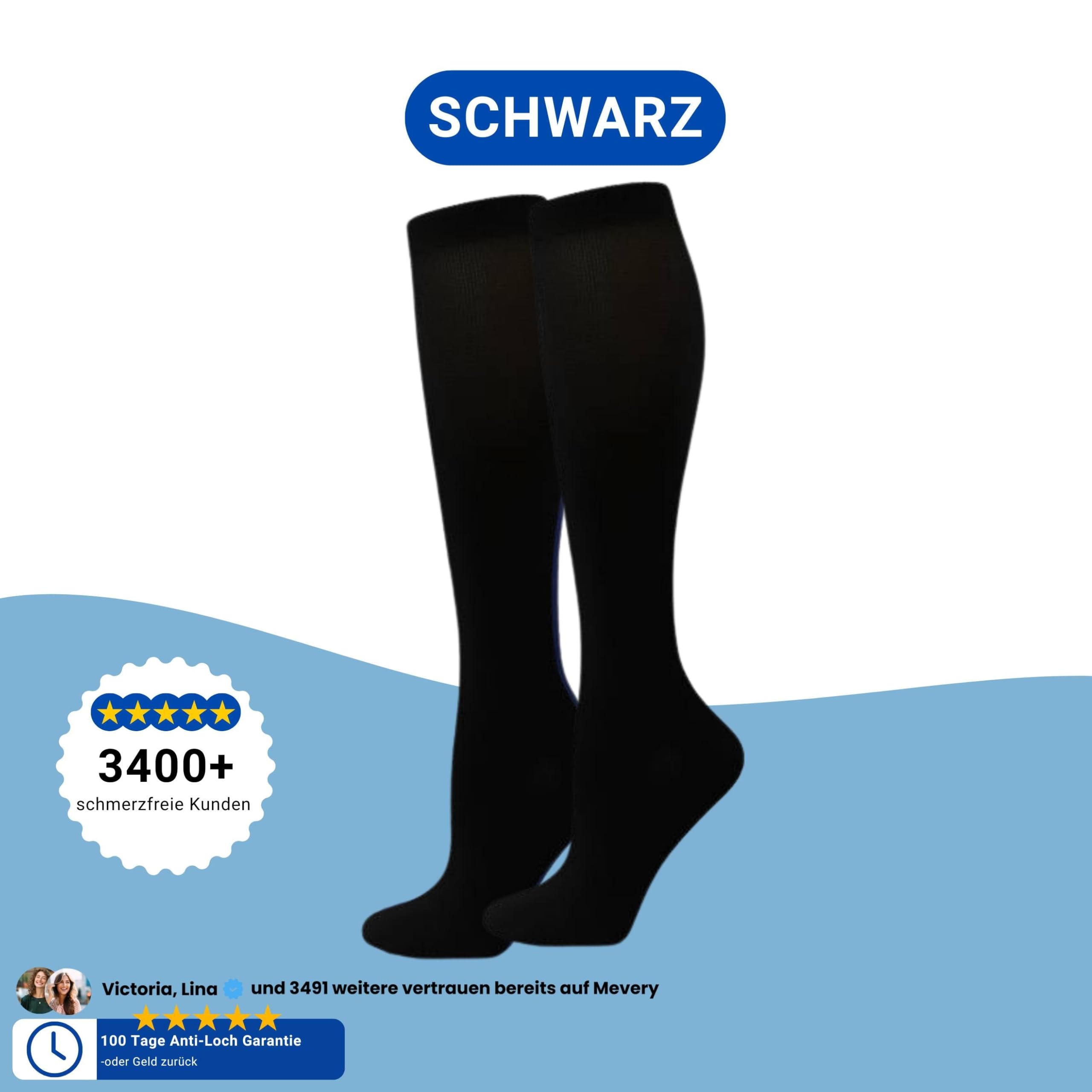 Mevery - Classic Kompressionsstrümpfe Kompressionsstrümpfe für Damen und Herren - 3 Paar atmungsaktive Kompressionsstrümpfe für Sport, Laufen, Reisen, Fitness, und Fußball