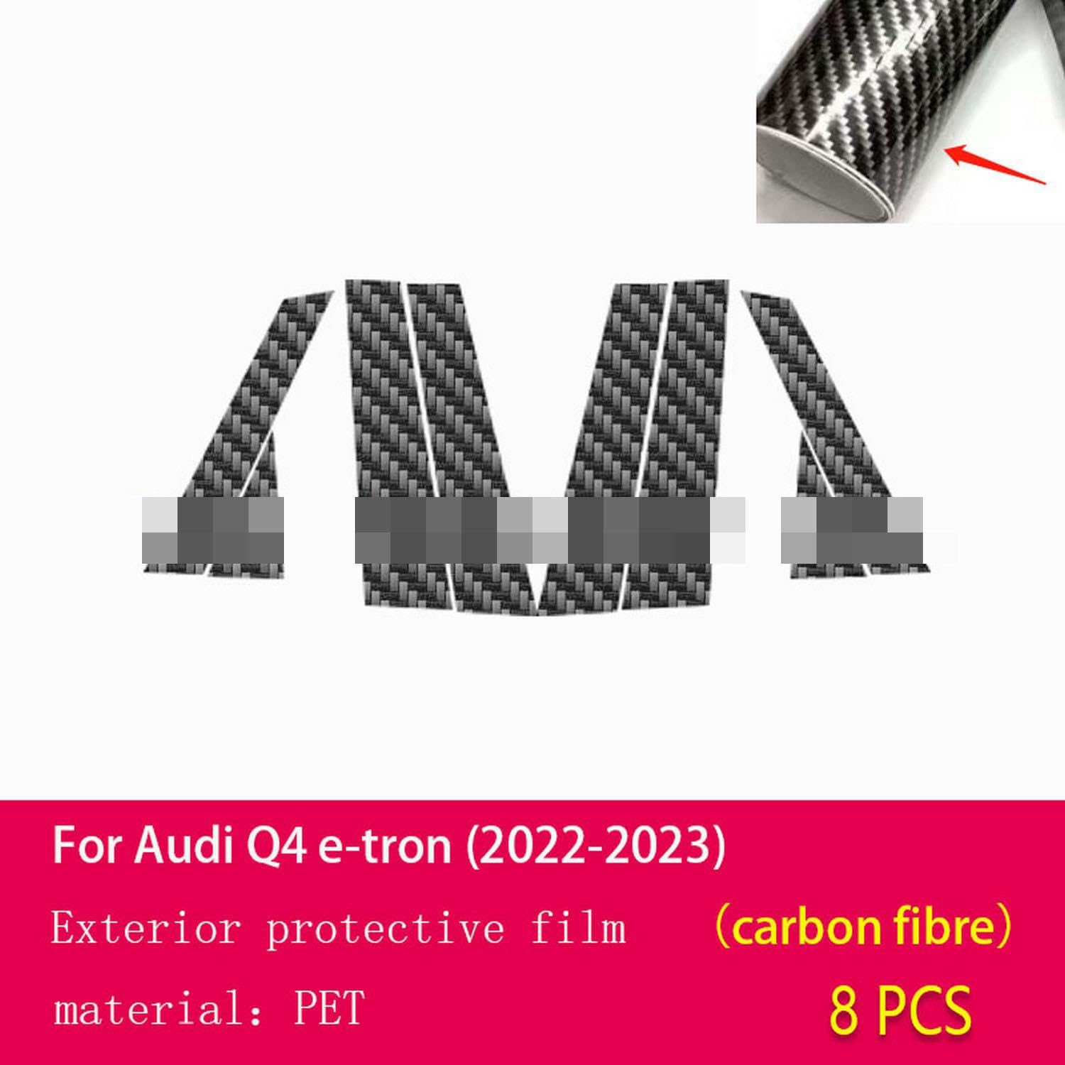 JCAKES Car Exterior Car Window Pillar Anti-Scratch TPU Protective Film Anti-Scratch Repair Film Accessories，for Audi Q4 e-tron 2022-2023