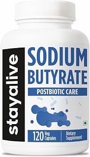 STAY ALIVE Sodium Butyrate Supplement 1200mg, Pure Butyric Acid Postbiotic, 120 Count, 2 Month Supply, Non-GMO and Gluten-... Price In India