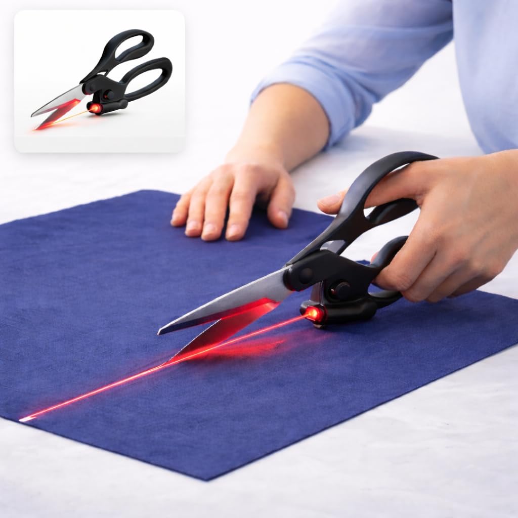 Laser Guided Scissors for Fabric Cutting – Precision Laser for Flawless Straight Cuts, Ergonomic Comfort Grip, Sharp Dressmaking & Sewing Scissors for Quilting, Crafting, DIY