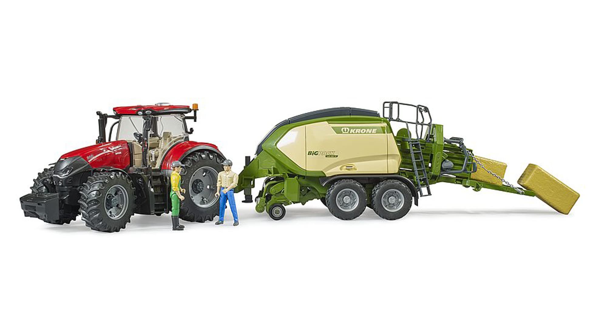 bruder 02033 - Krone Big Pack 1290HDP VC con 2 pacas cuadradas | Empacadoras para agricultura y granja, escala 1:16