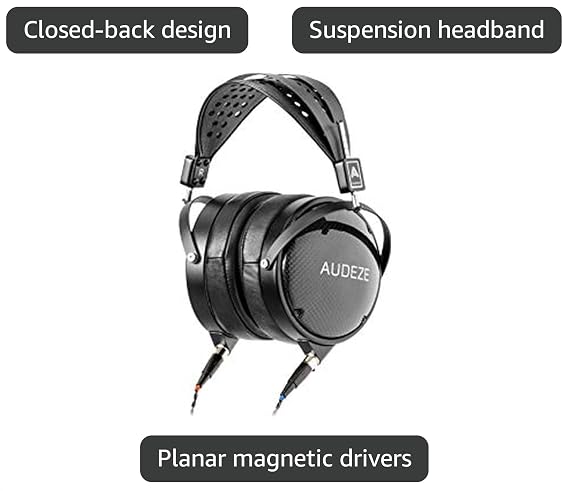 Audeze LCD-XC Over Ear Closed Back Headphone, Carbon Weave earcups with Suspension Headband, Creator Edition with Economy Carry case new 2021 Version