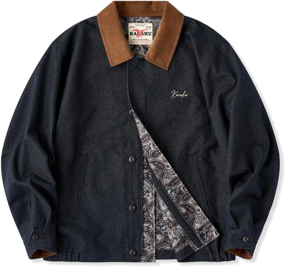 Amazon | [karaku] ジャケットメンズ 襟・袖裏コーデュロイ 刺繡入り裏