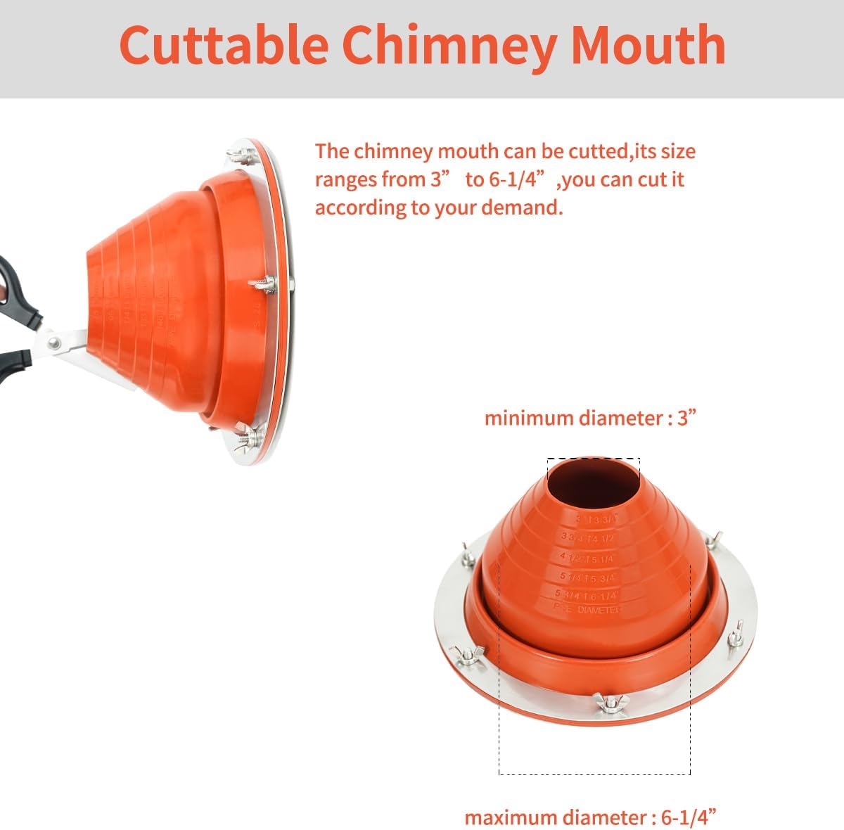 Silicone Tent Stove Jack Kit Fitting Pipe OD 3" to 6-1/4", Flexible High Temp Stove Jack Kit for Bell Tent/Yurt/Wood Burner (#4 (Pipe OD 3" to 6-1/4"))
