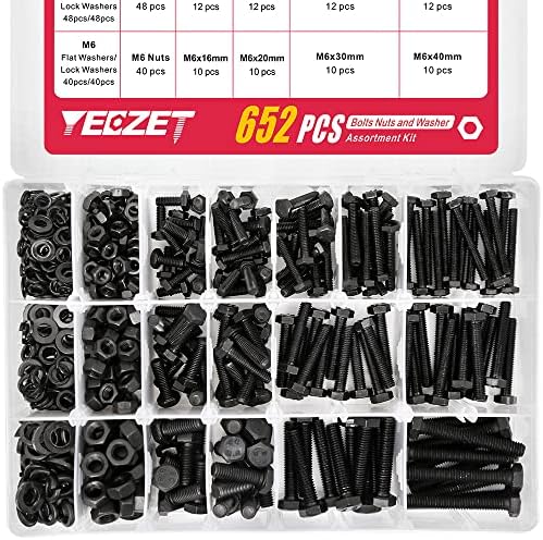 YEEZET 163 Set M4 M5 M6 Heavy Duty Bolts and Nuts Assortment Kit Alloy Steel Grade 8.8 Includes 13 Most Common Sizes