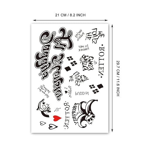 Miniatura 4 de 3 hojas de tatuajes temporales de Halloween, tamaño grande de 8.2 x 11.6 pulgadas, tatuajes temporales para mujeres, accesorios de disfraces de