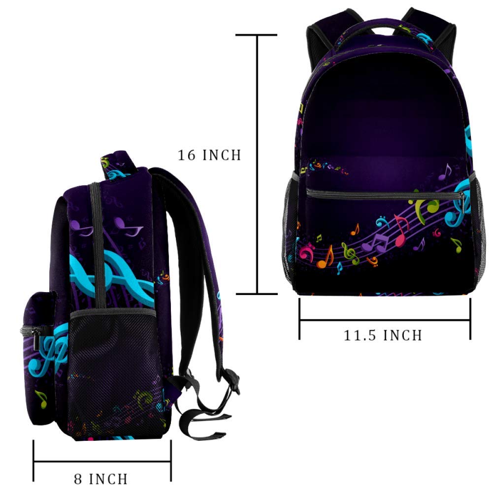 Lorvies Rucksack mit Musiknoten und Schulterriemen für Schule, Studenten, Reisetasche