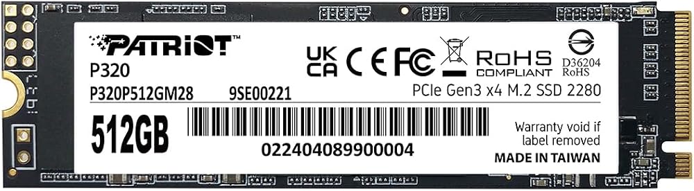 Patriot P320 512GB PCIe Gen 3x4 M.2 2280 SSD — 사진 1