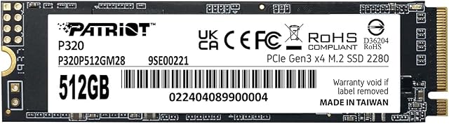 Patriot P320 512GB Internal SSD - NVMe PCIe Gen 3x4 - M.2 2280 - Solid State Drive - P320P512GM28
