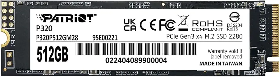 Patriot P320 512GB SSD interno - NVMe PCIe Gen 3x4 - M.2 2280 - Unidade de estado sólido - P320P480GM28
