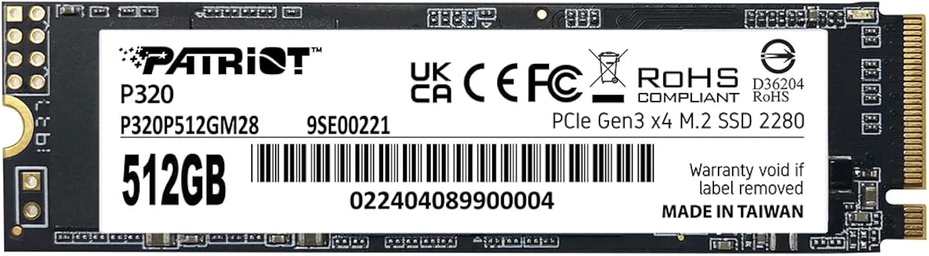 Patriot Memory P320 512GB Internal SSD - NVMe PCIe Gen 3x4 - M.2 2280 - Solid State Drive - P320P512GM28