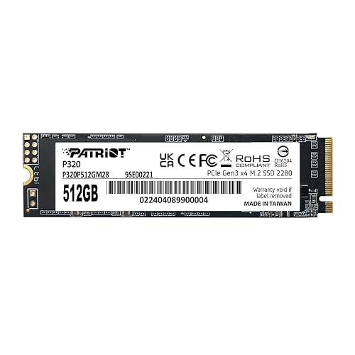 Patriot P320 512GB Internal SSD - NVMe PCIe Gen 3x4 - M.2 2280 - Solid State Drive - P320P512GM28 - 512GB
