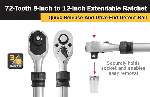 Miniatura 4 de Titan 12070 Trinquete extensible de 72 dientes de 38 pulgadas x 8 a 12 pulgadas