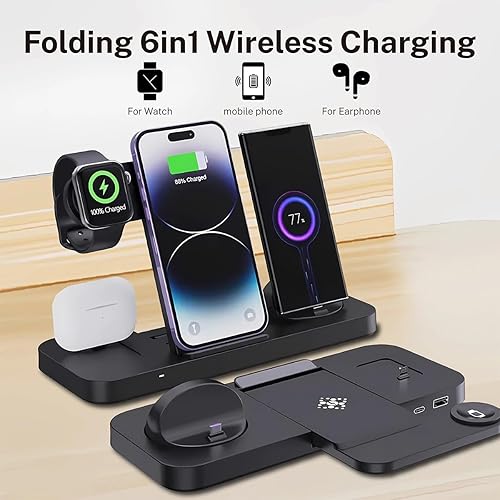 Miniatura 10 de Cargador inalámbrico, estación de carga inalámbrica 4 en 1, soporte de cargador inalámbrico rápido para iPhone 15 14 13 12 11 Pro Max XR XS 8 Plus,