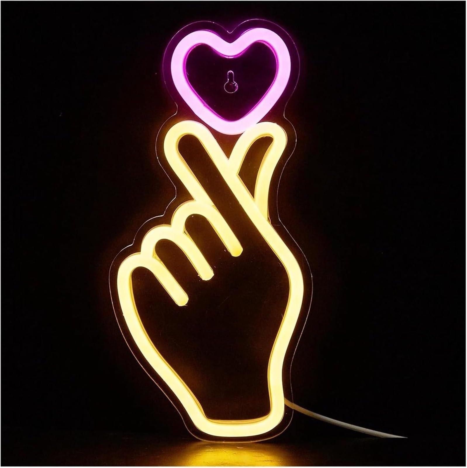 Insegna luminosa al neon Per lampada al neon prestito parola Mano+Cuore LED per insegne