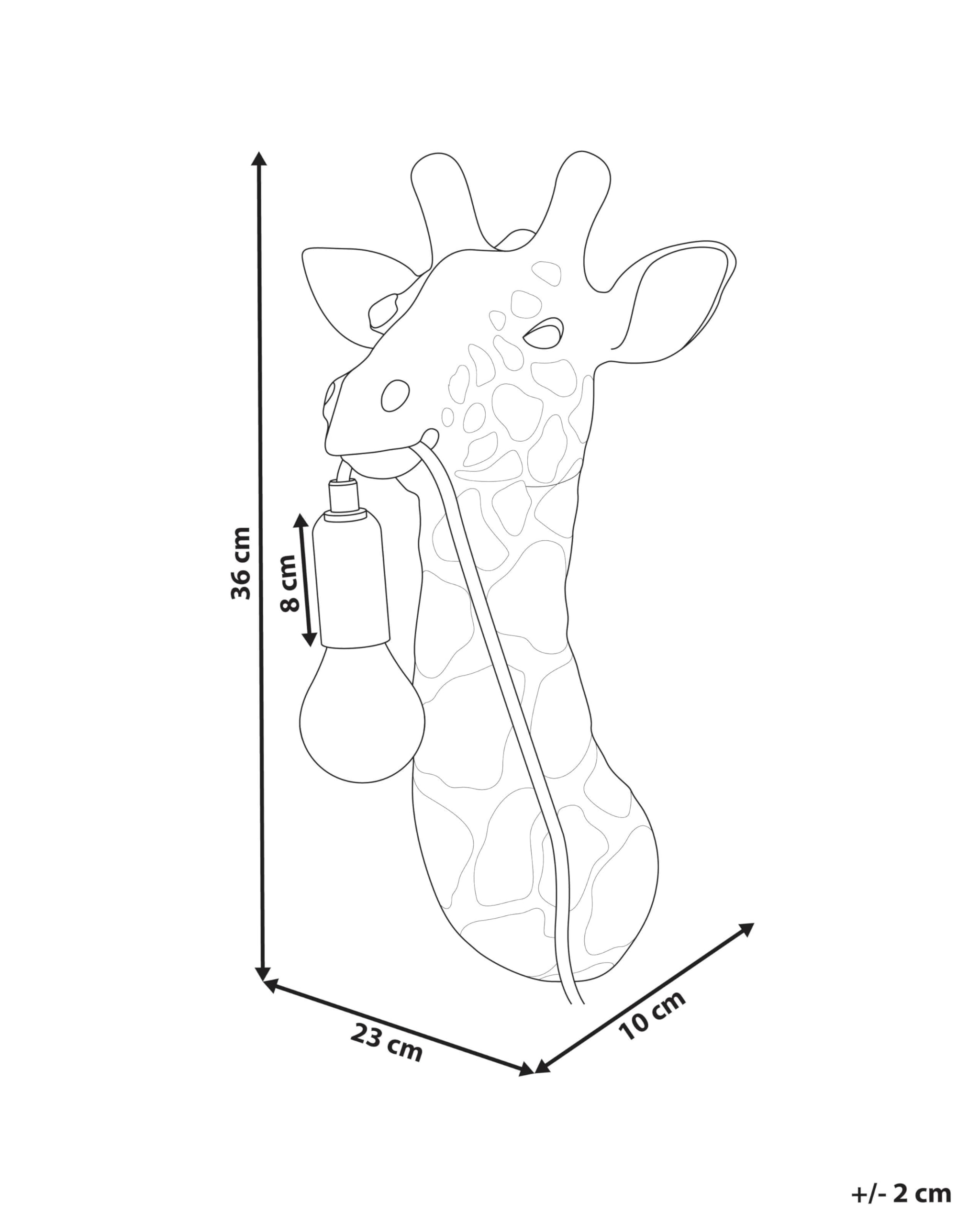 Beliani Wandleuchte Kunstharz gold Glühbirnen-Optik 1-flammig Tiermotiv Giraffe Merlin