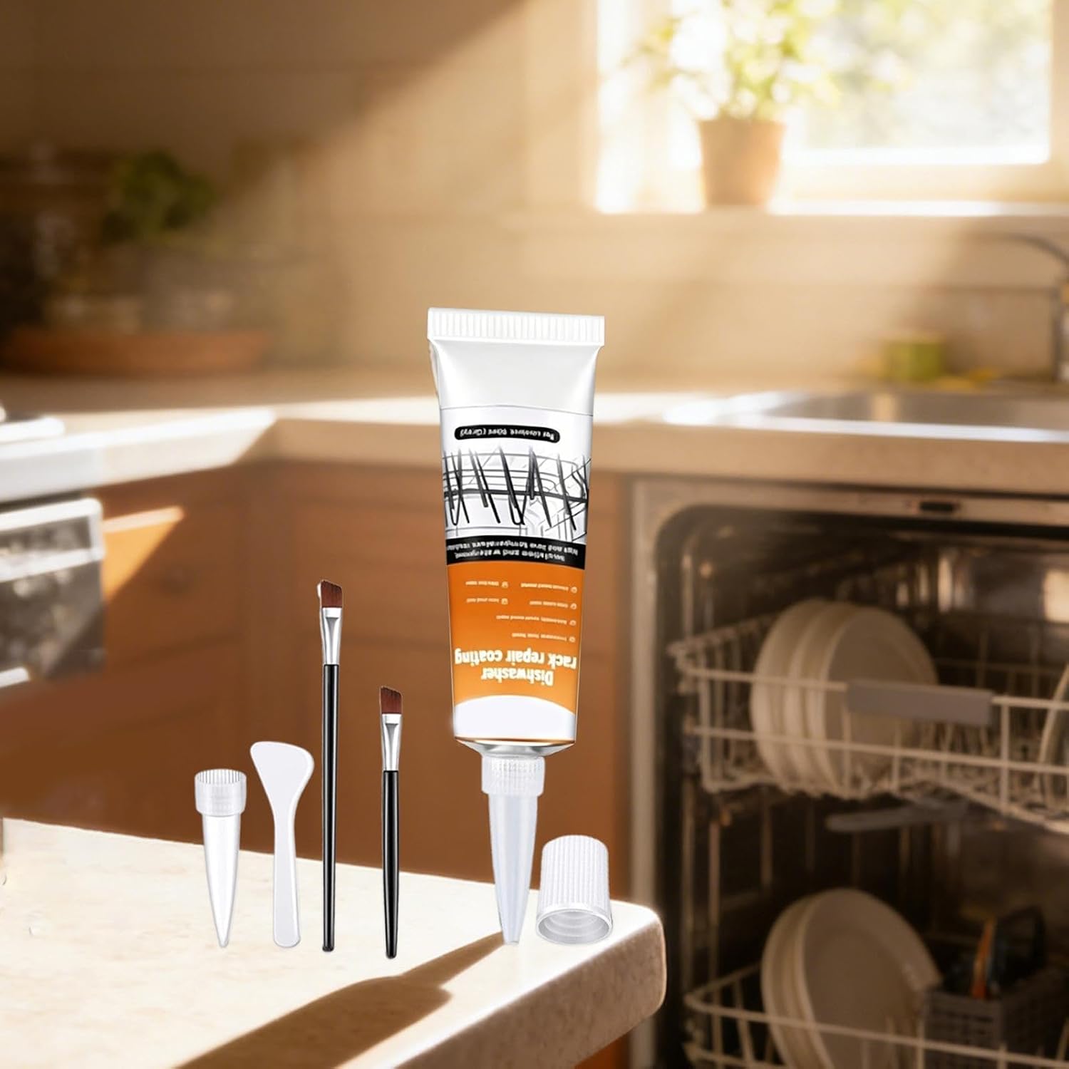 Dishwasher Rack Coating Repair Kit, 50ml Long-Lasting Coating Gel 2 Brushes