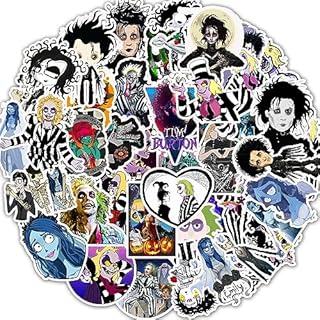 50 Pcs Tim Burton Stickers Vinyl Waterproof Stickers for Laptop Skateboard Water Bottle Guitar Luggage Phone Computer Scrapbook Car Bike,Movies Edward Scissorhands Stickers for Teens Children Adults