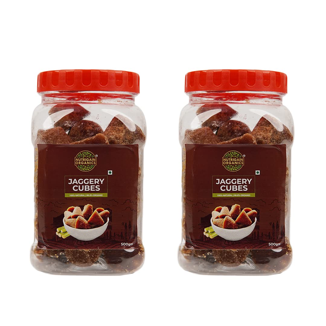 Nutrigain Organics Jaggery Cubes | Pure Desi Gud/Gur | 100% Natural And Healthy | Small And Fresh | Easy To Use | Zero Chemicals | 450 Grams (450 GM (Pack Of 2)) (B093SHZCZK) Amazon Price History, Amazon Price Tracker