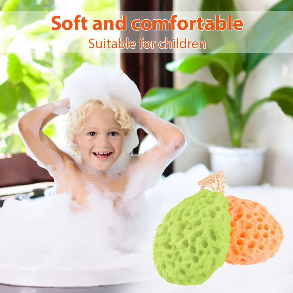 BAIMEI Bath Sponge, Soft Loofahs Pouf Shower Sponge for Delicate Skin Soothing Body Luffa Sponge 2 Pcs/Pack