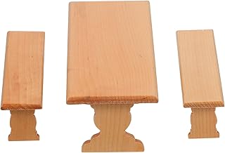 Holibanna 1 Conjunto De Mesa E Cadeira De Simulação Brinquedos De Madeira Decoração Para Casa Bonecas Em Miniatura Móveis Mini Móveis Decoração Mesa De Madeira Mini Casa De Madeira Cadeira