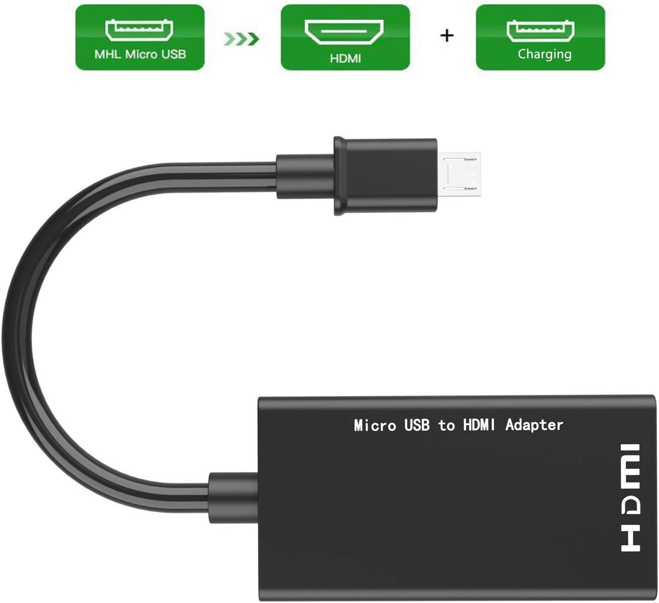 MHL to HDMI HDTV Adapter, Micro USB to HDMI 1080P Video Graphic Converter for Android Smart Phones & Tablets with MHL Function (Black)