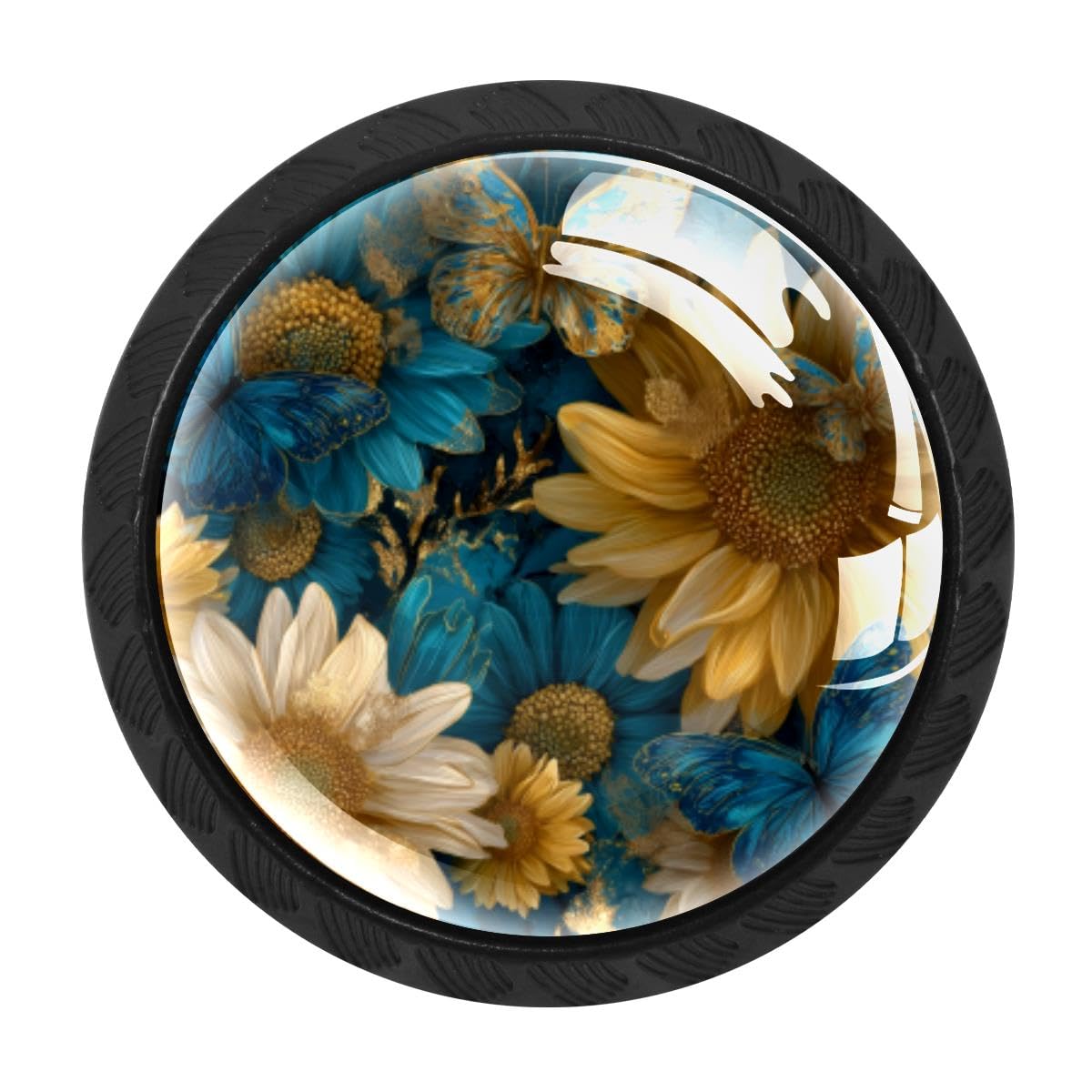HEOEH 4 PCS Cabinet Knobs, Butterfly Marble Drawer Knobs Dresser Handles