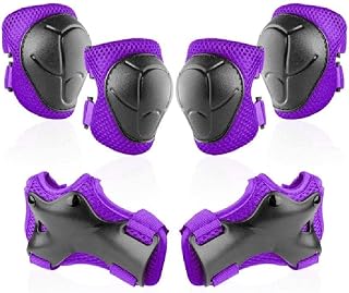 6Pcs Skating Safety Adjustable 3 In 1 For Knee Elbow Wrist Pad Protective Gear Set For Youth Cycling Rollerbla 3 In 1 Kids Protective Gear Set With Soft Knee Pad Knee Pads For Kids Kids Knee