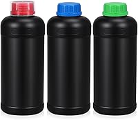 ASEVAT 1000ml HDPE Darkroom Chemical Storage Bottles - Lightproof Leakproof Plastic Containers for Film Developing, Labs, 3 Pack