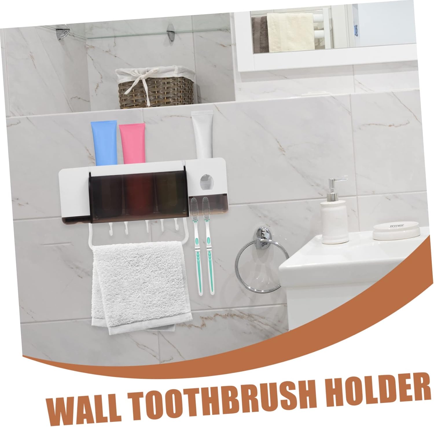 Space-Saving Toothbrush Holder for Washroom Wall-Mounted Toothbrush Rack Easy to Reach No Drilling Required