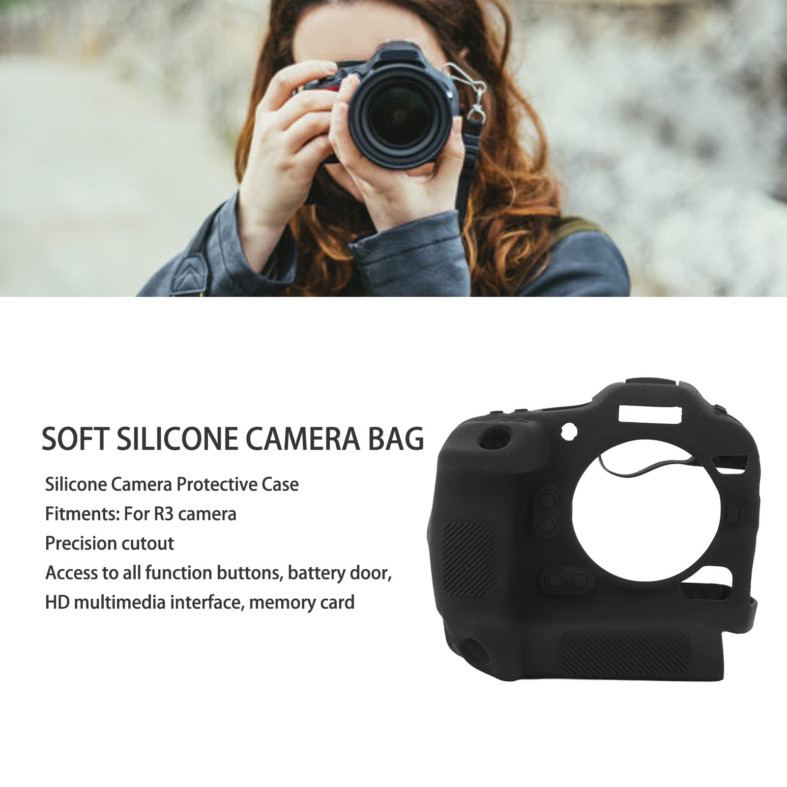 Funda de Silicona para cámara R3, protección Duradera, Recortes precisos, diseño Delgado, Agarre Antideslizante