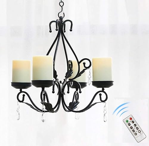 Flameless Candles Chandelier 4-Light Waterproof Crystal Metal Wall Sconces Modern