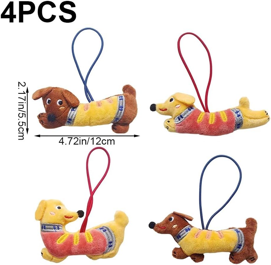 Dachshund Dog Pendant 4pcs Plush Dachshund Hanging Pendant Cartoon Stuffed Puppy Backpack Charm Lovely Bag Hanging Decorations