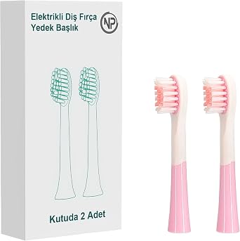 NPO Nicefeel X500 Çocuklar için Diş Fırçası Yedek Başlığı 2'li (Pembe, Medium)