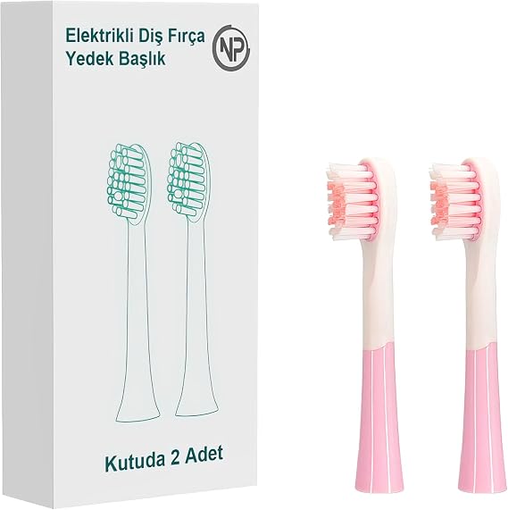 NPO Nicefeel X500 Çocuklar için Diş Fırçası Yedek Başlığı 2'li (Pembe, Medium)