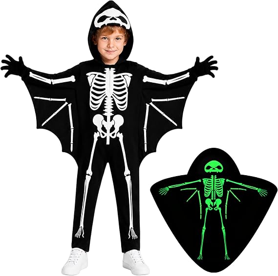 Weixinbuy Kids Skeleton Halloween Costume Toddler Glow in the Dark Outfits