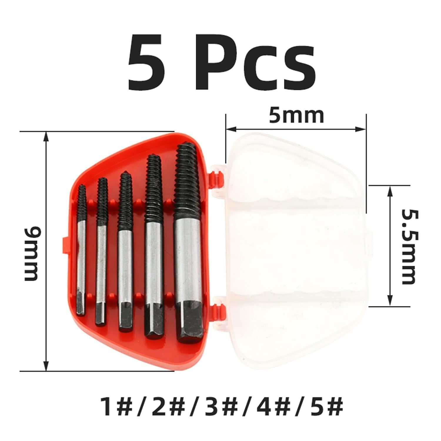5Pcs Damaged Screws Extractor Speed Out Broken Bolt Carpentry Tools Drill Bits Set Bolts Remover(Extractor 5pcs Box)
