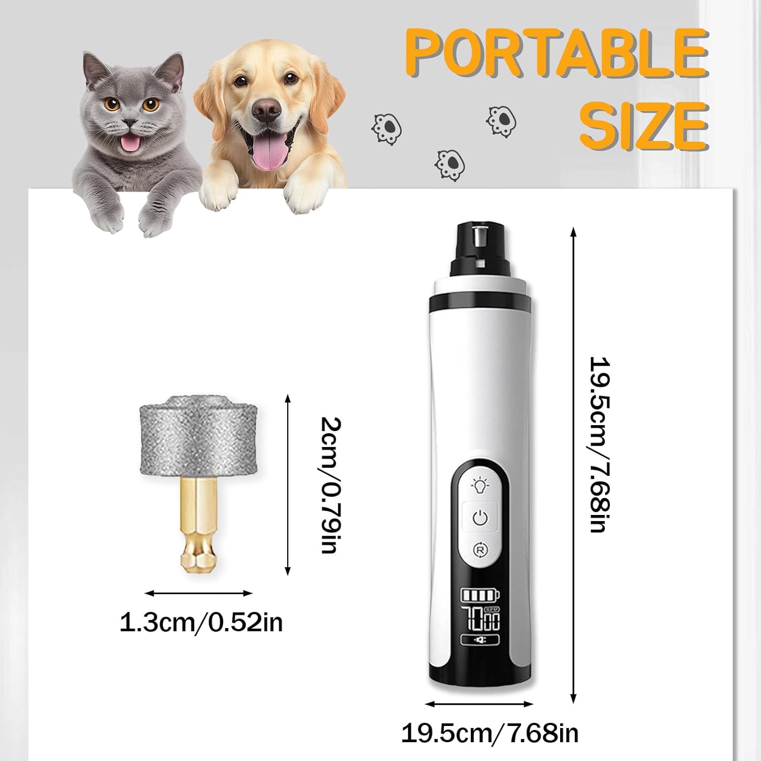 Silent Groom Pro Pet Nail Grinder, Silent Groom Pro Nail Grinder with Led Light, Pet Nail Trimmer with 2 Replacement Heads, Paws Grooming & Smoothing for Dogs Cats