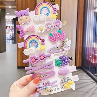 14 PCS Cute Hair Clips Fashion Girls Hair Accessories Flower Fruit Colorful Rainbow Candy Dessert Lovely Animal Barrettes Set Non-slip Metal Snap Pins for Girls Kids Teens Toddlers