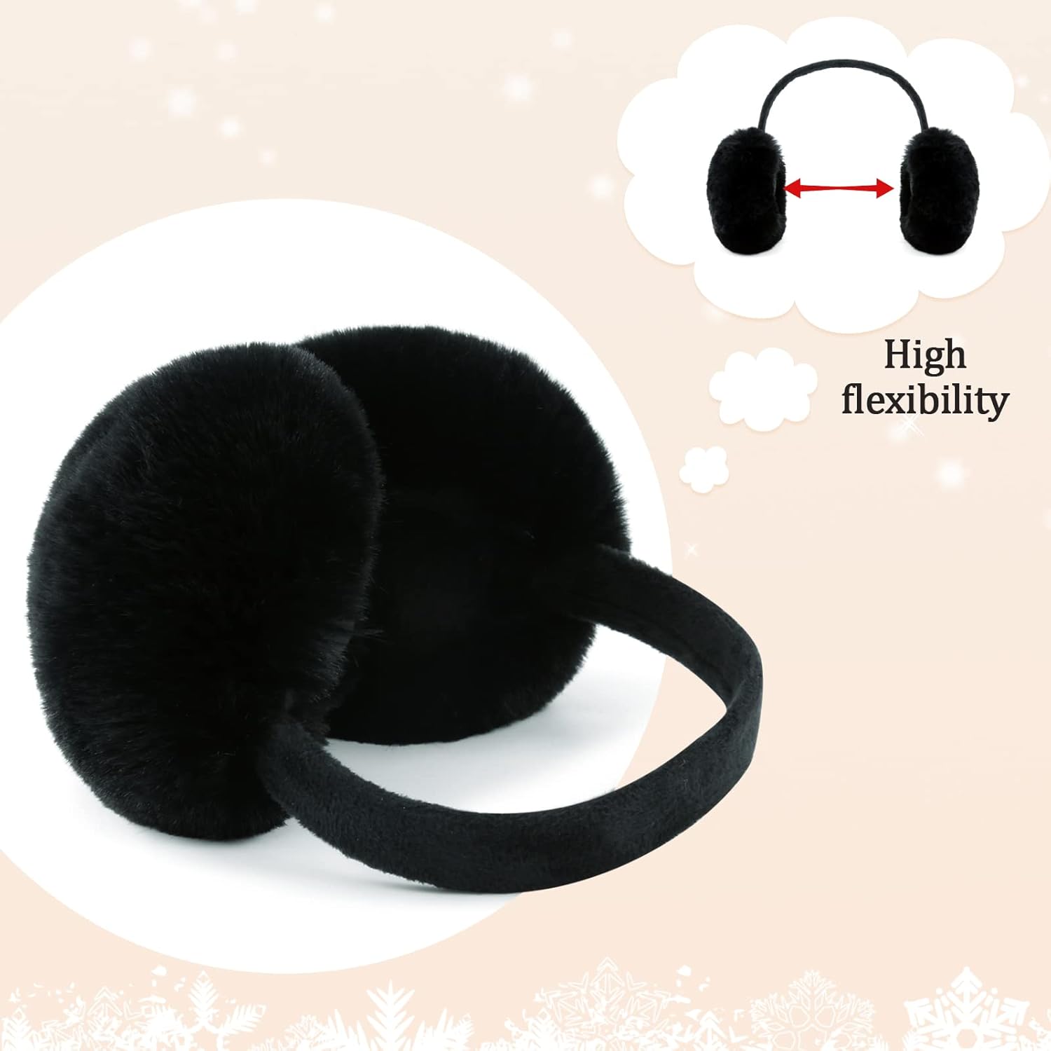 FSTEOE Women Winter Ear Muffs Foldable Girl Ear Warmer Fashion Furry Earmuff Soft Ear Cover Cold Weather - Image 3