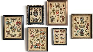 Vintage Tattoo Poster Picture Set - Tattoo Flash Wall Art & Decor - Tatt...